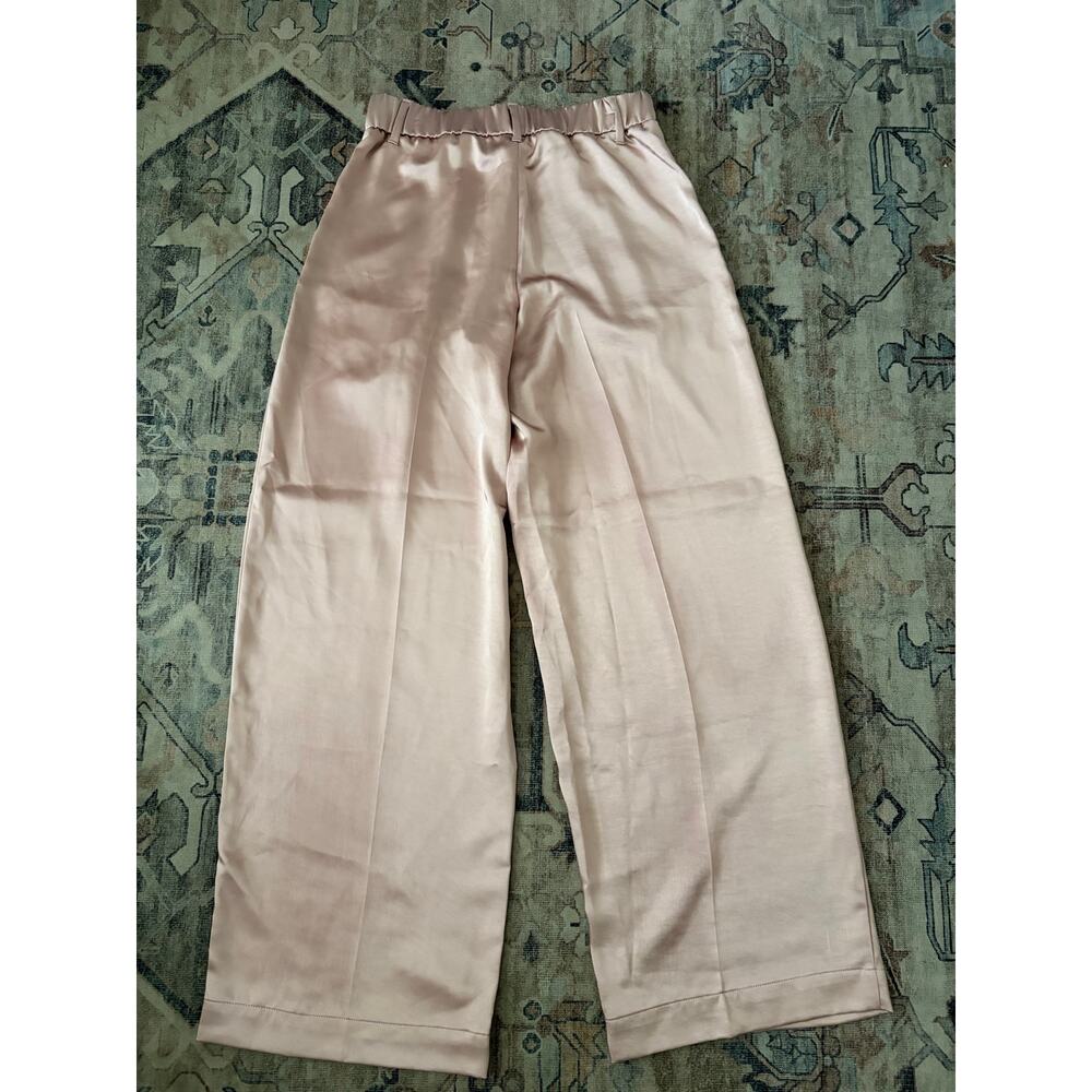 A New Day Womens 4 Blush Pink Satin Wide Leg Pleated High Rise Trouser Pants